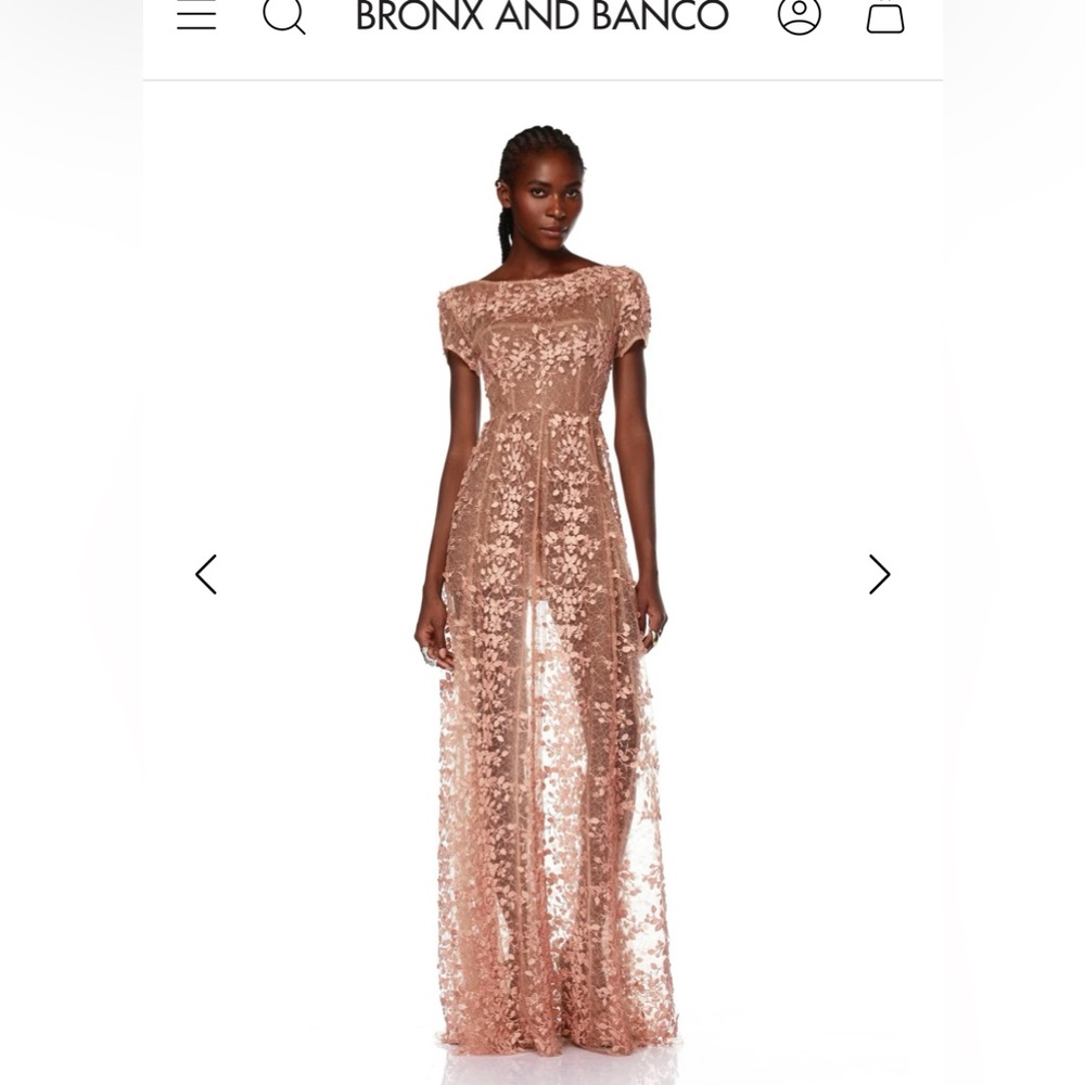 Bronx and Banco - Megan Cap Sleeve Gown in Beige